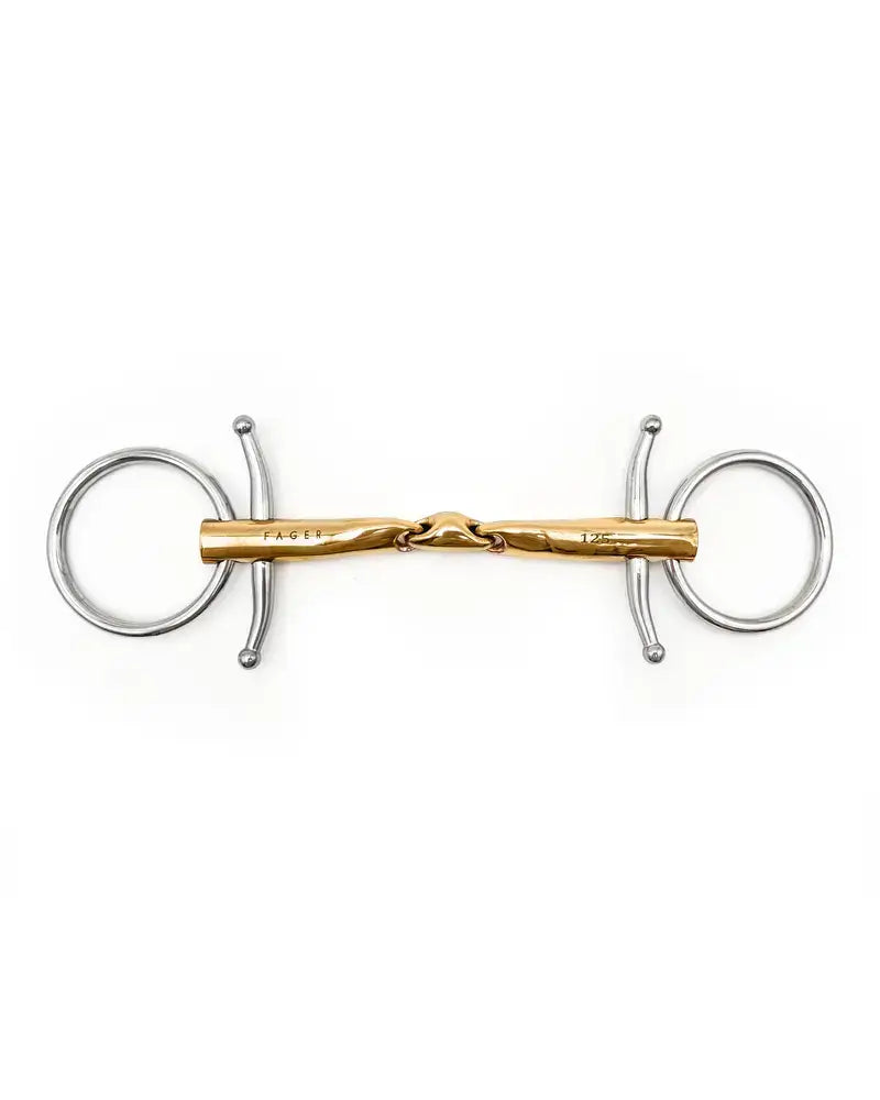 Fager Axel Baby Fulmer bit with smooth joints and Sweet Gold™ center for horse comfort and relaxation.