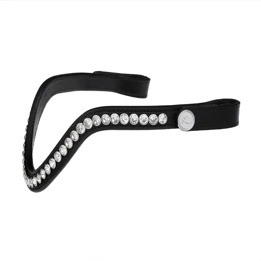 Saphira browband with clear Austrian crystals, elegant v-shape, handcrafted, suitable for any horse color.