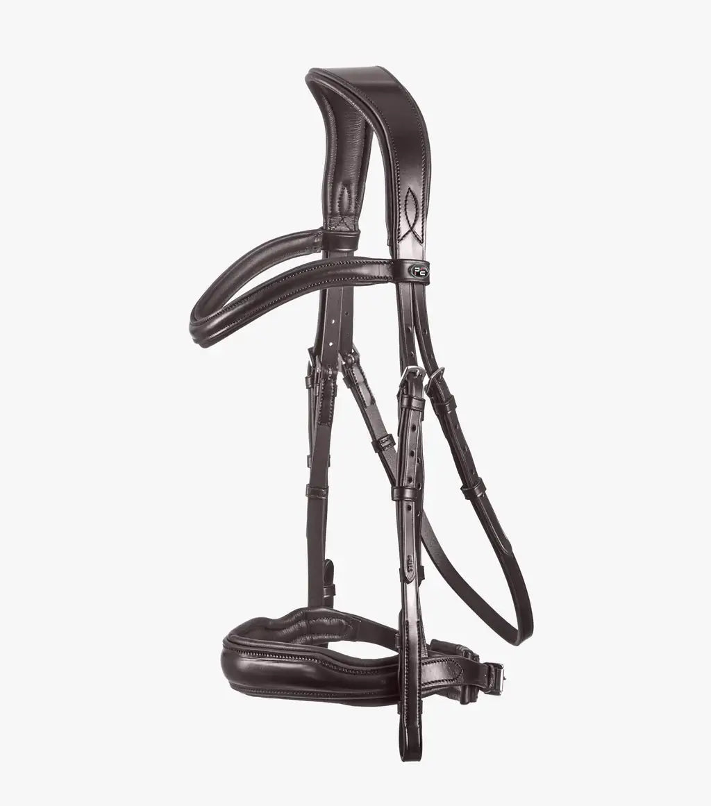 PE Verdura Bridle in high quality Italian leather, designed for comfort and ergonomic fit around the horse's head.