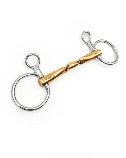 Fager Axel Sweet Gold Baucher bit designed for improved horse-rider connection and performance.
