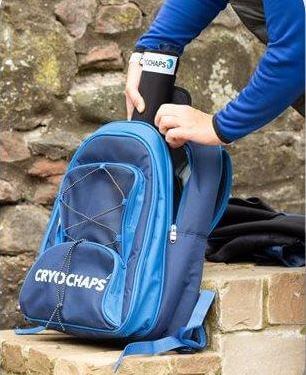 Person using the Cryochaps Back Pack Cooler to hold drinks and essentials for outdoor activities.