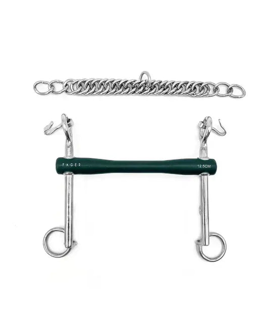 Fager Nicole Rubber Weymouth bit with stainless steel chain for horse riding comfort and performance.