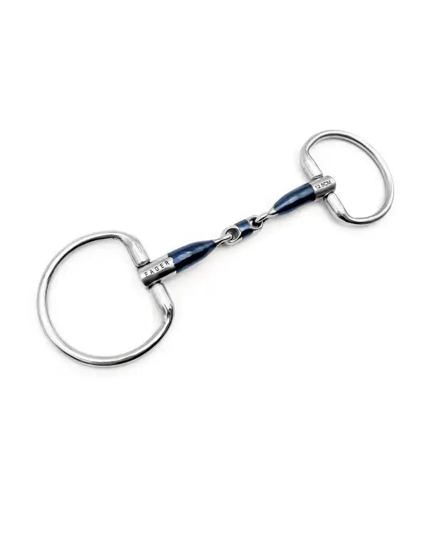 Fager Conny double-jointed sweet iron bit designed for horses needing consistent contact and responsiveness.