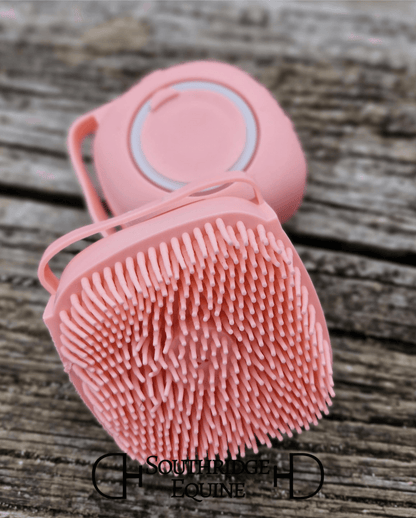 SE Sudsy Scrubber in pink color with flexible bristles, perfect for a mess-free bath experience.