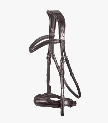 PE Verdura Bridle in high quality Italian leather, designed for comfort and ergonomic fit around the horse's head.