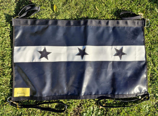 FCR Yard Gate in black with white stripe and stars, ideal for keeping horses safe and stylish.